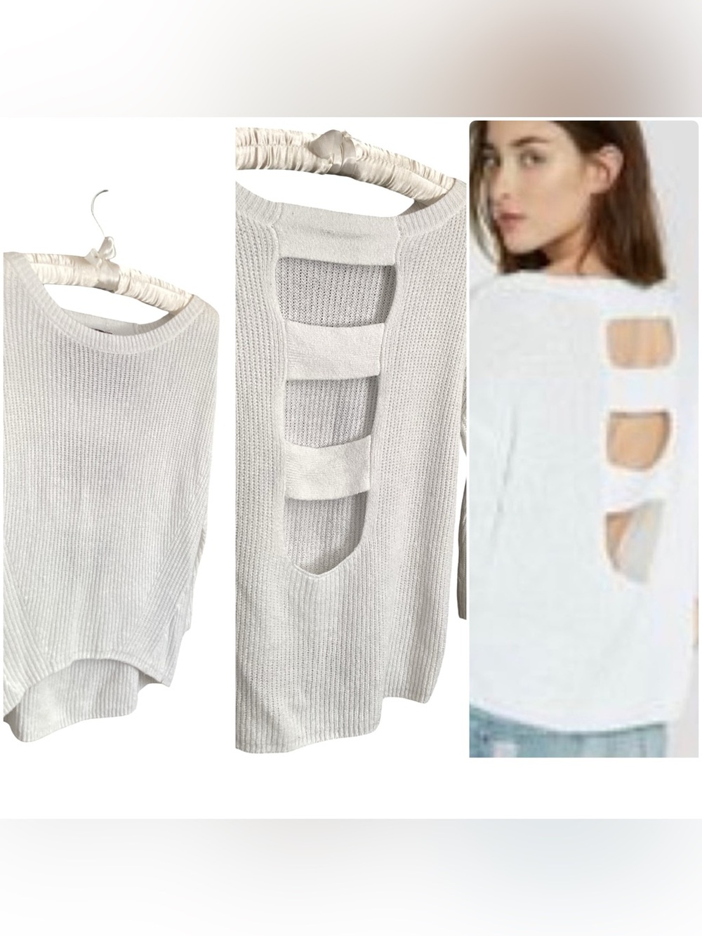 🪷 Express White Sweater w/Open Back Size SP